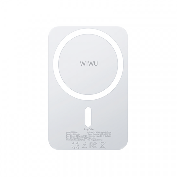 WiWU Snap Cube Magnetic Charging 5000mAh Power Bank White