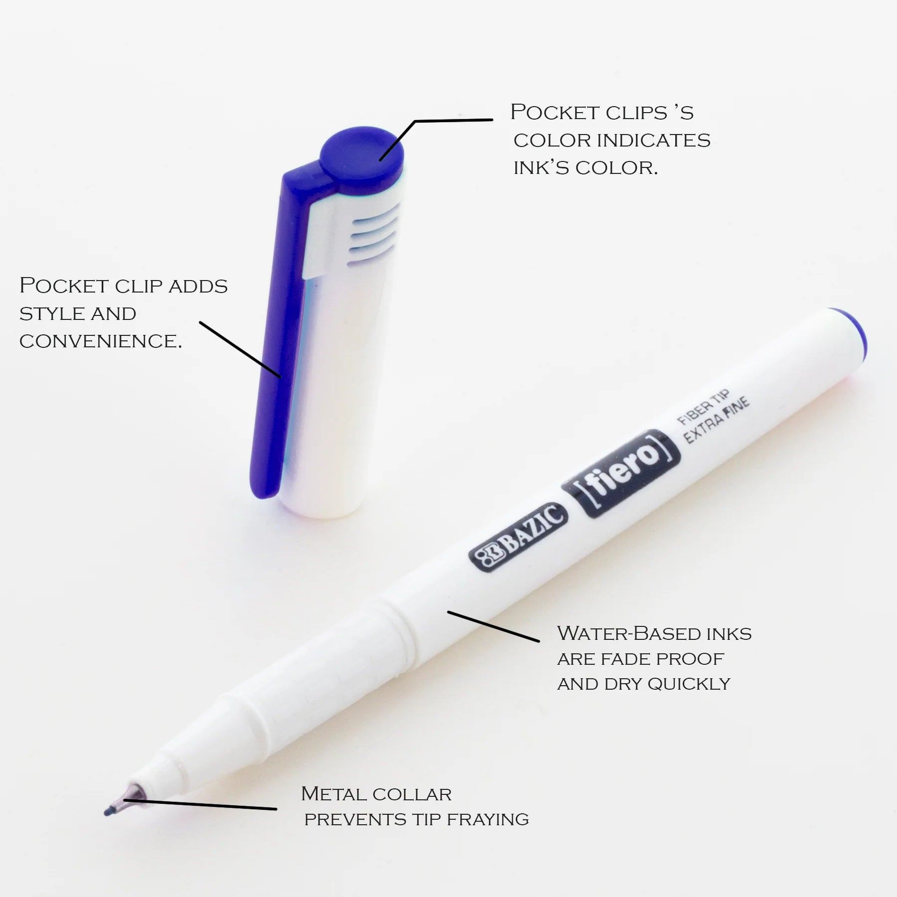 Bazic Fiero Blue Fiber Tip Fineliner Pen