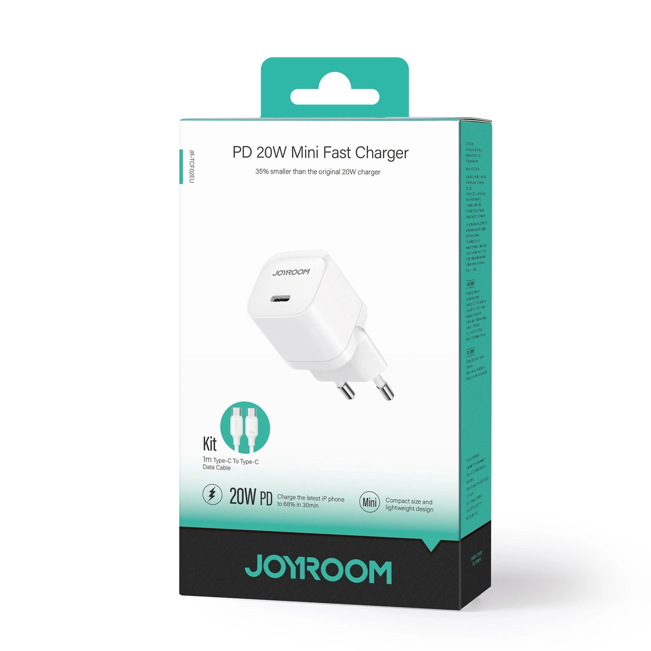 Joyroom JR-TCF02 PD 20W mini Charger+C to C Cable 1m - White