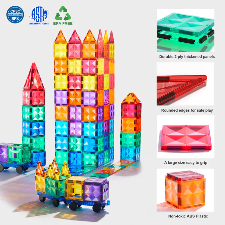 Mideer - Colorful Magnetic Tiles 60Pcs