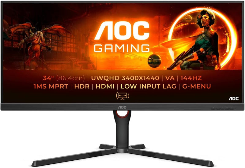 AOC Flat Gaming Monitor 34 Inch QHD 144Hz