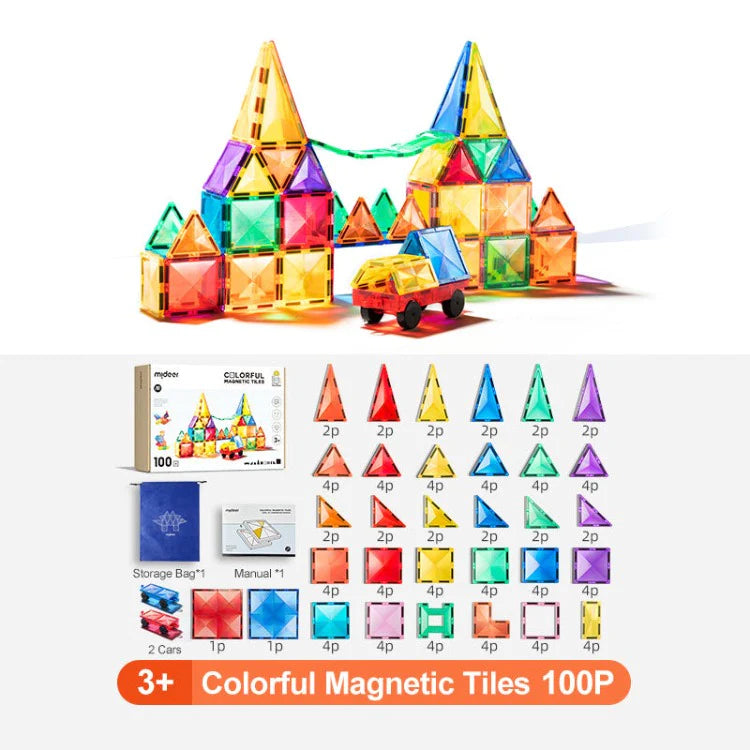 Mideer - Colorful Magnetic Tiles 100Pcs