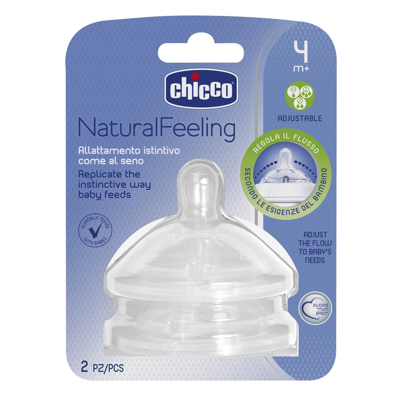 Chicco Natural Feeling Teat (4M+) Adjustable Flow 2 Pieces