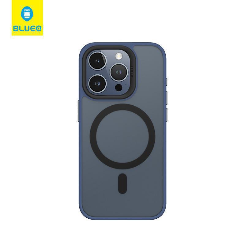 BLUEO Skin Case With Magnetic IPH 15 Pro Dark Blue
