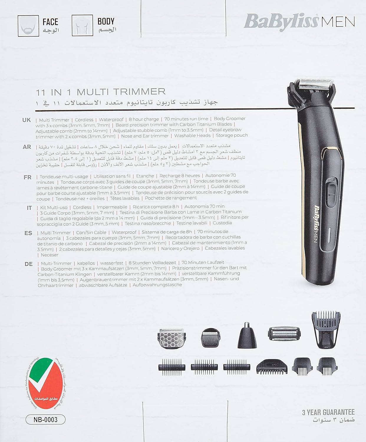 Babyliss MT860SDE Multi Trimmer 11 in 1 Cordless for 70 min