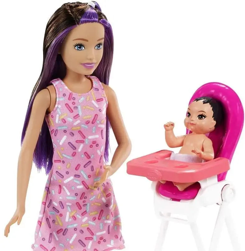 Barbie Skipper Baby sitters Playset Brown Hair