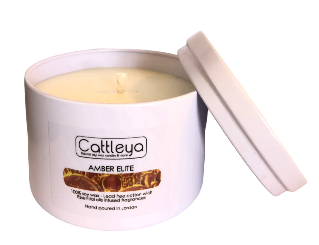 Cattleya - Soy Wax Candle Tin&Lid Amber Elite