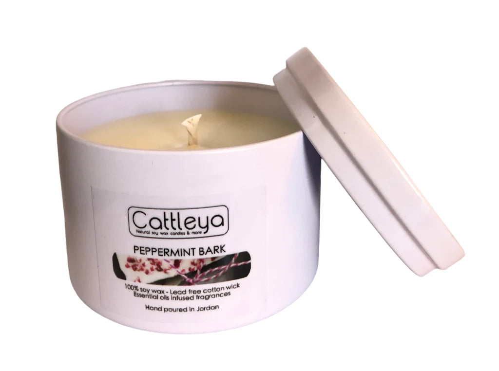 Cattleya - Soy Wax Candle Tin&Lid Peppermint Bark