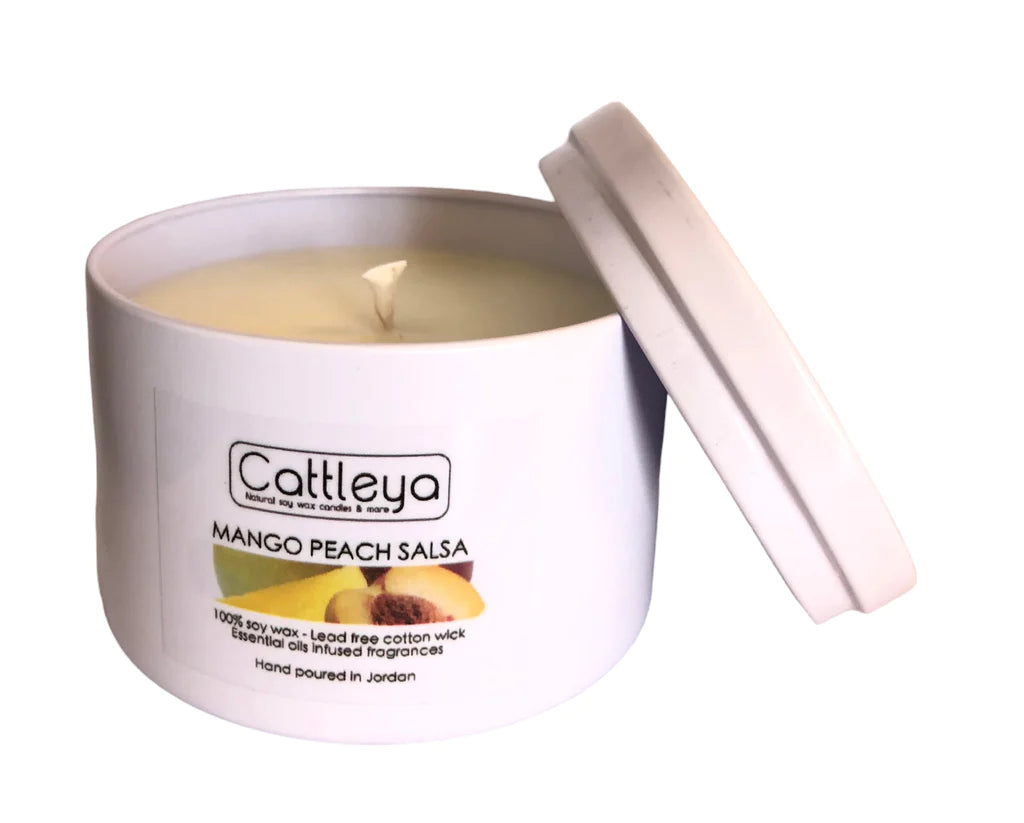 Cattleya - Soy Wax Candle Tin&Lid Mango Peach Salsa