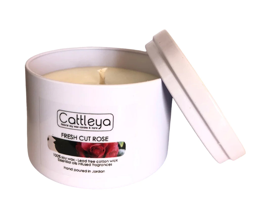 Cattleya - Soy Wax Candle Tin&Lid Fresh Cut Roses