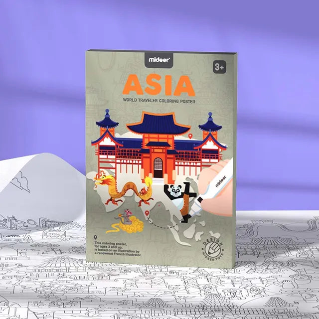 Mideer - World Traveler Coloring Poster Asia
