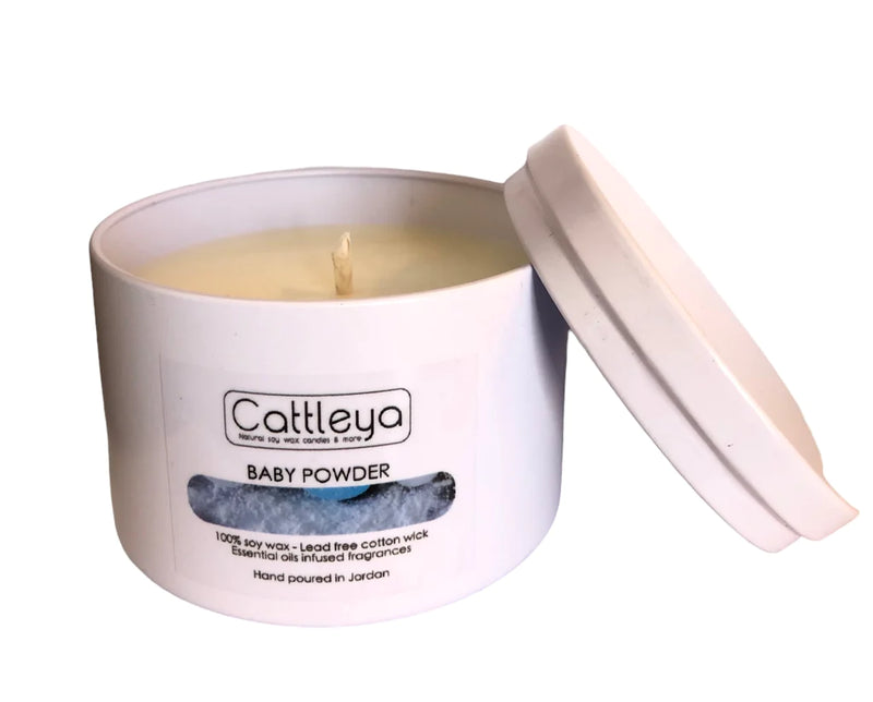 Cattleya - Soy Wax Candle Tin&Lid Baby Powder