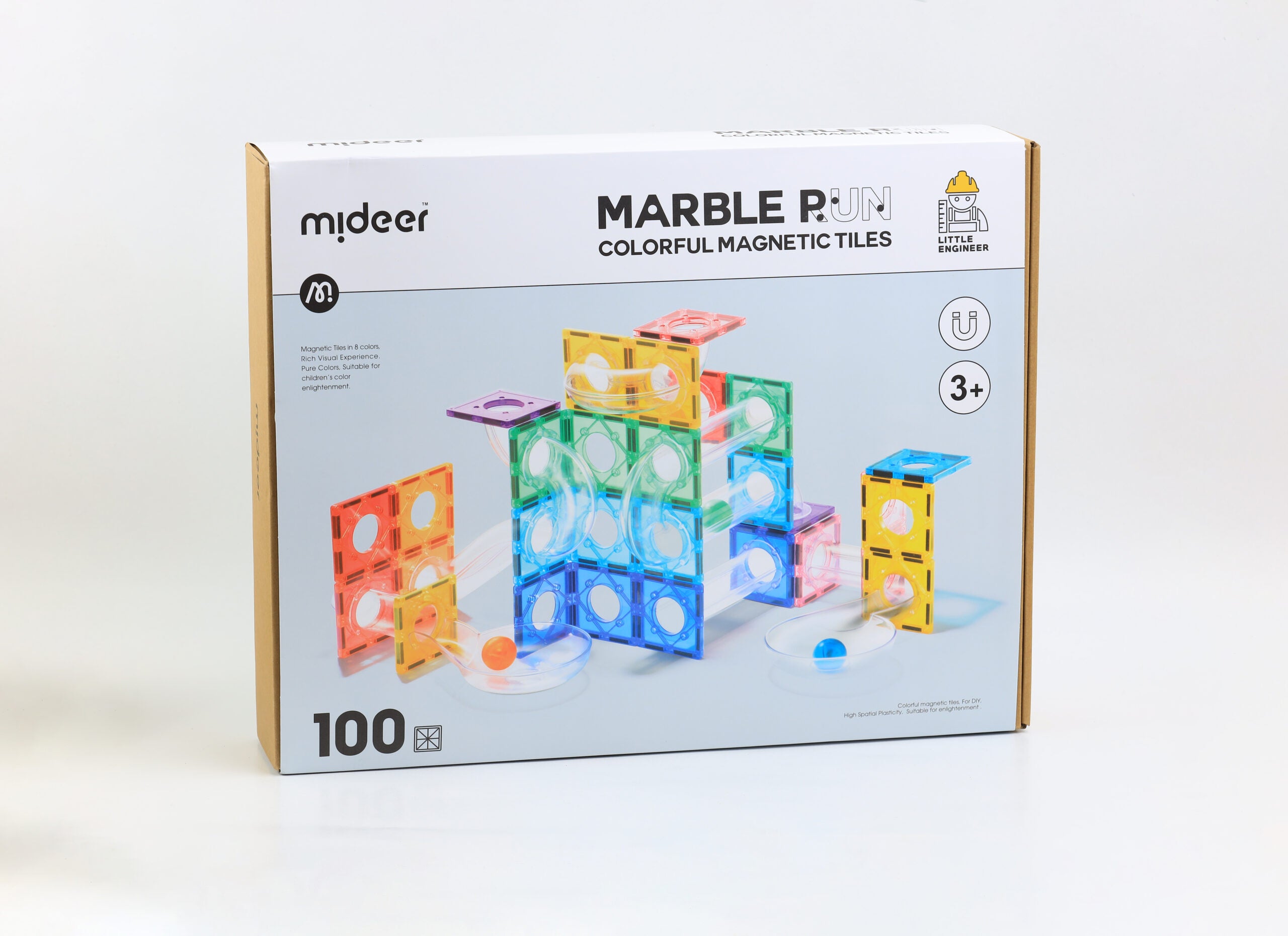 Mideer - Colorful Magnetic Tiles - Marble Run 100Pcs