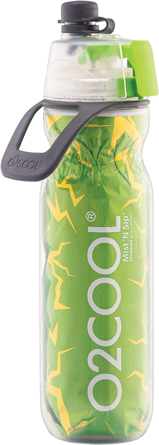 O2Cool Insulated Mist N Sip 20 Oz Crackle Green