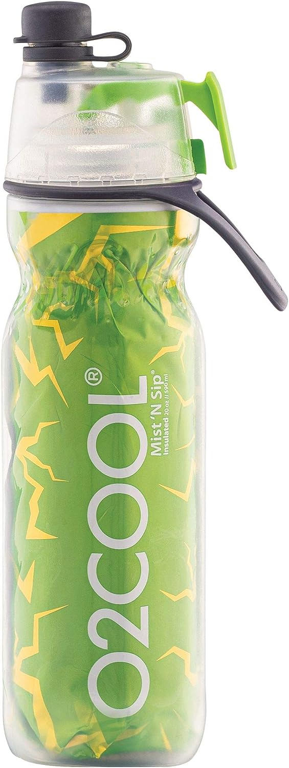 O2Cool Insulated Mist N Sip 20 Oz Crackle Green