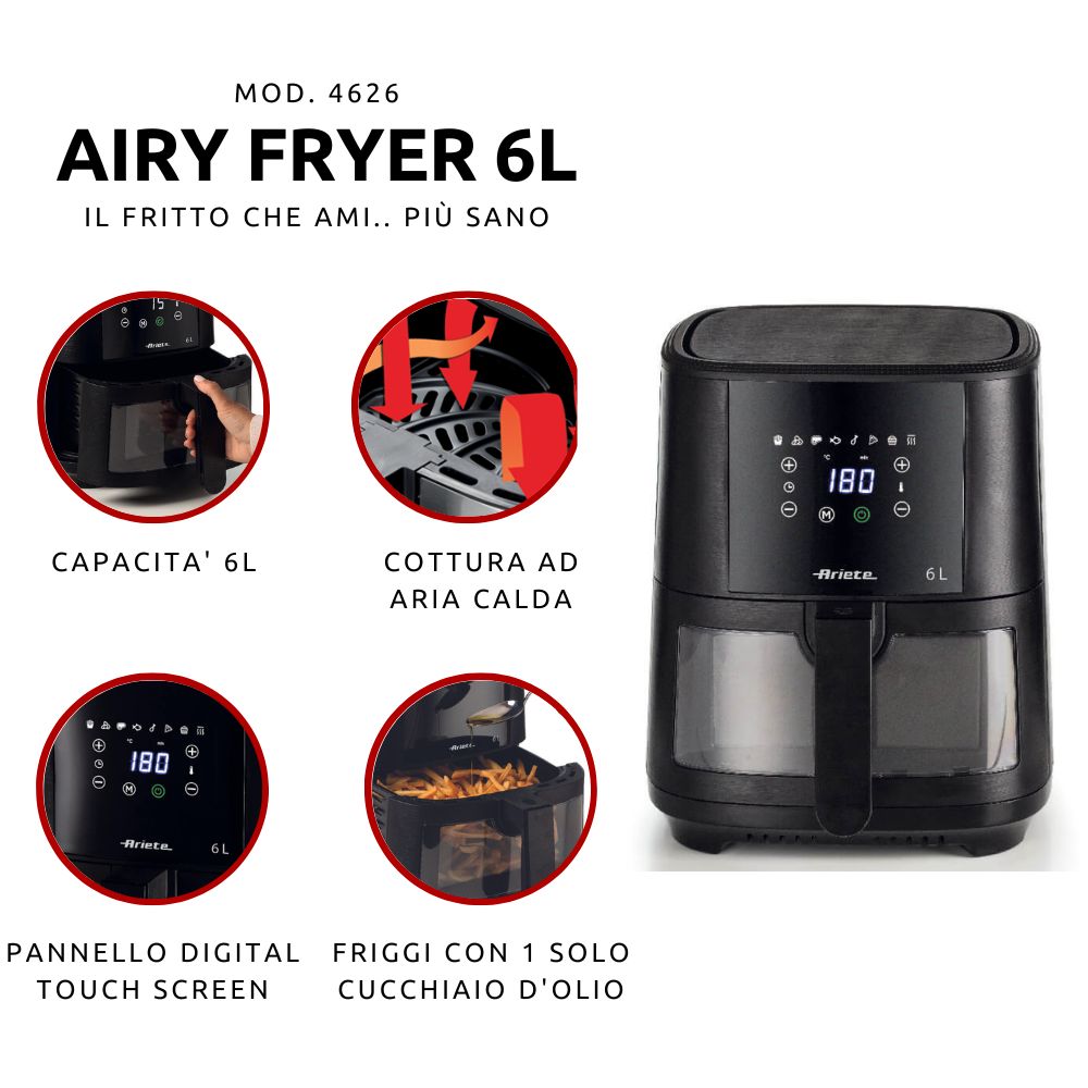 Ariette Air Fryer 1300W Black