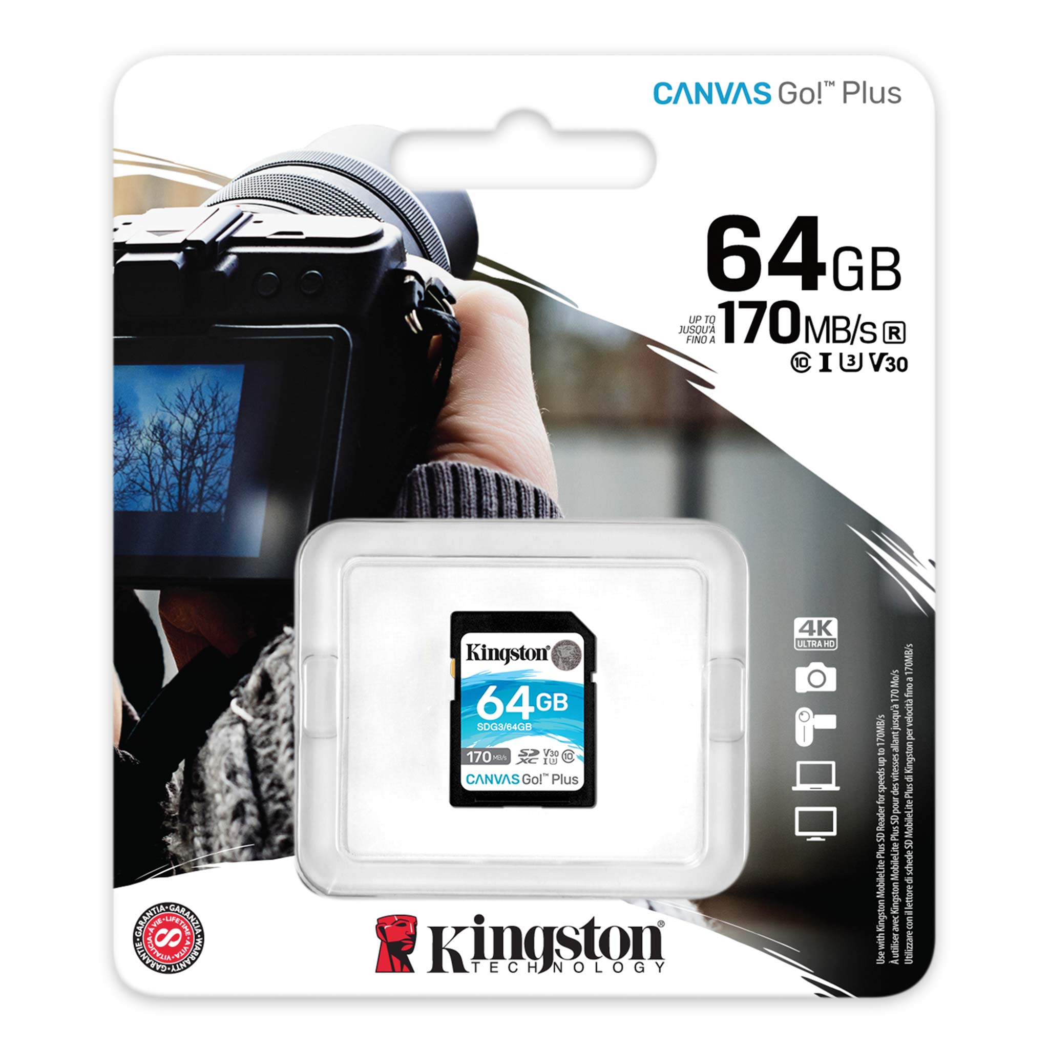 Kingston 64GB SDXC Canvas Go Plus 170R C10 UHS-I U3 V29