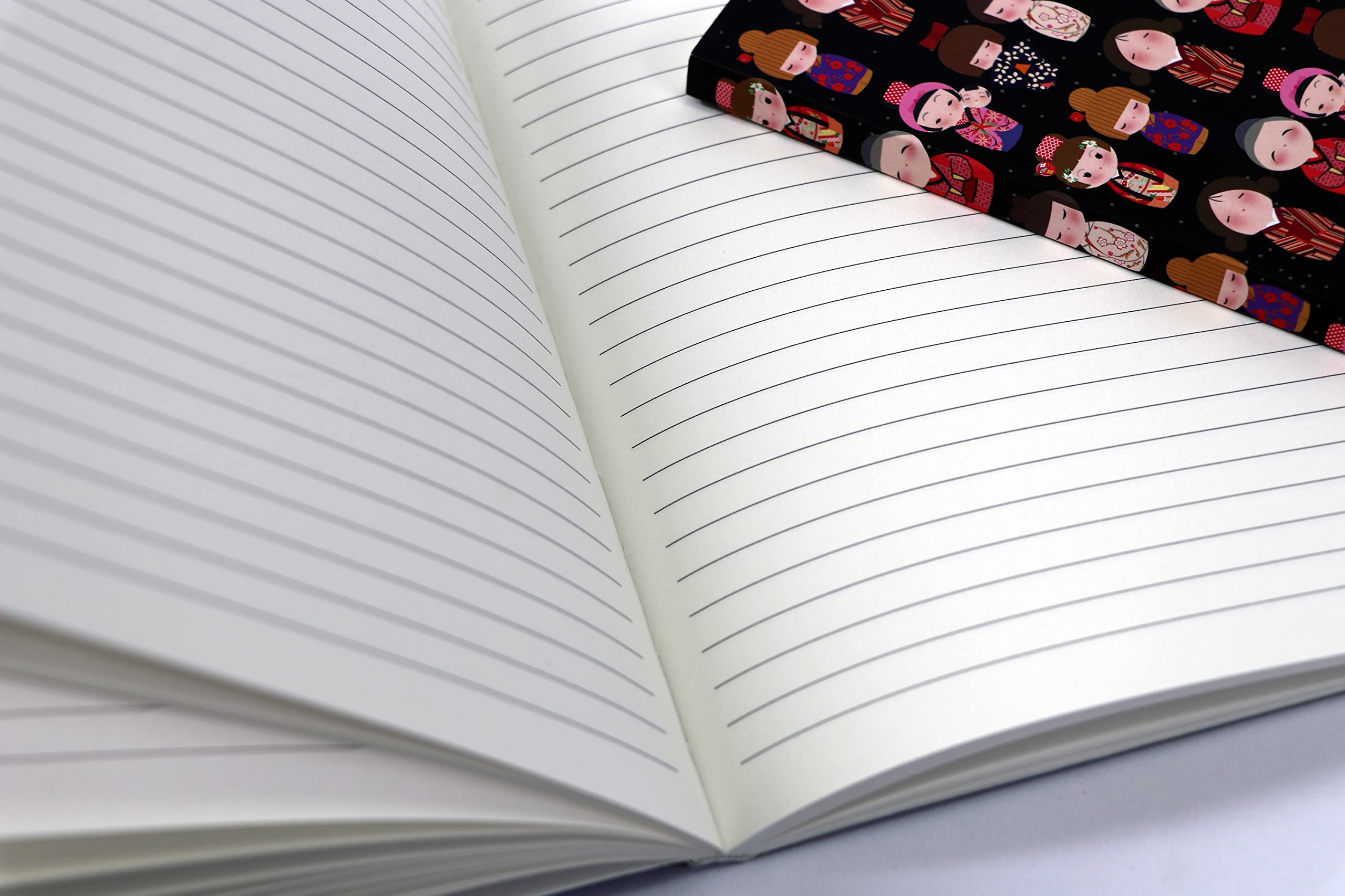 Cute Kokeshi Dolls Lined Paperback Journal: Blank Notebook