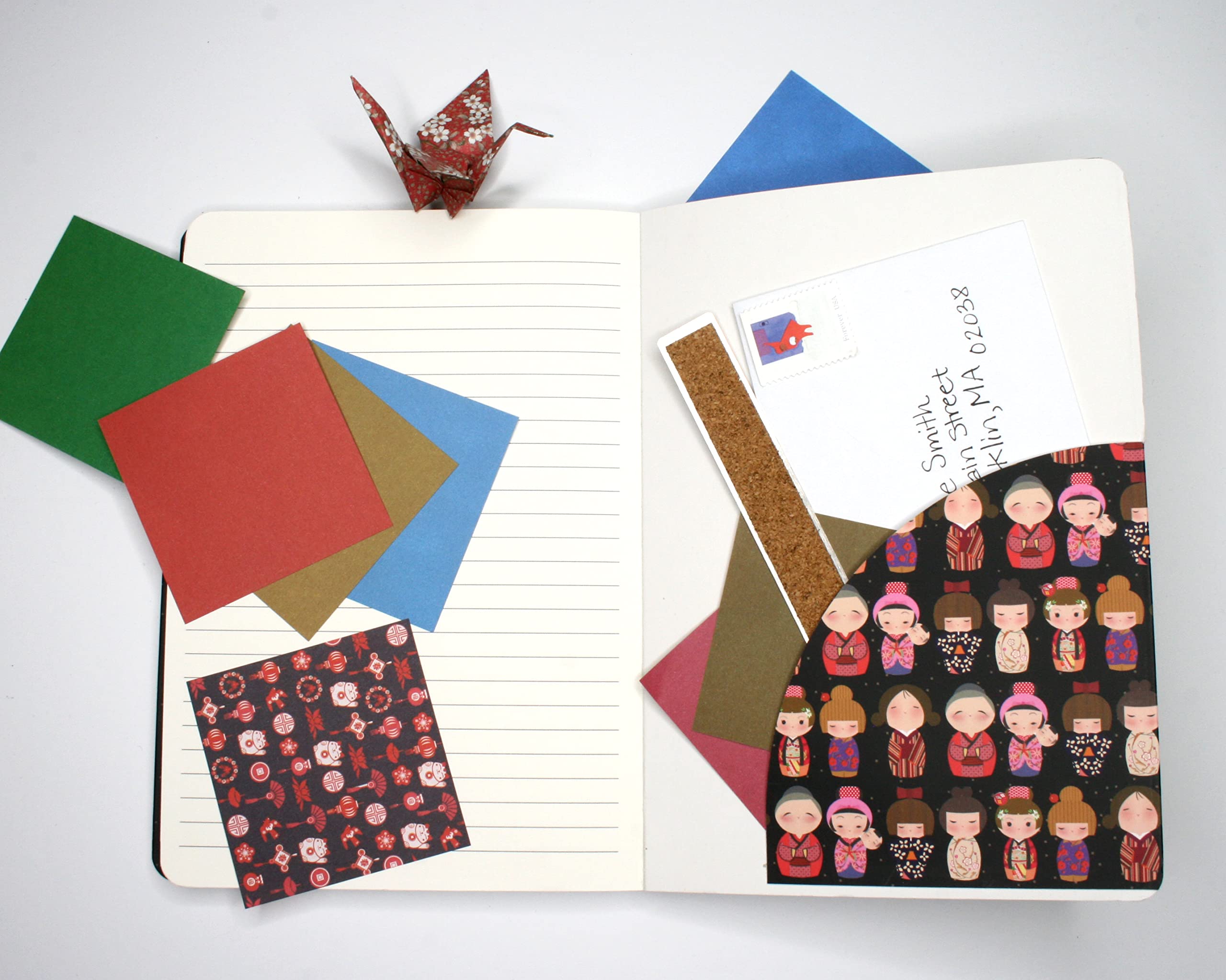 Cute Kokeshi Dolls Lined Paperback Journal: Blank Notebook