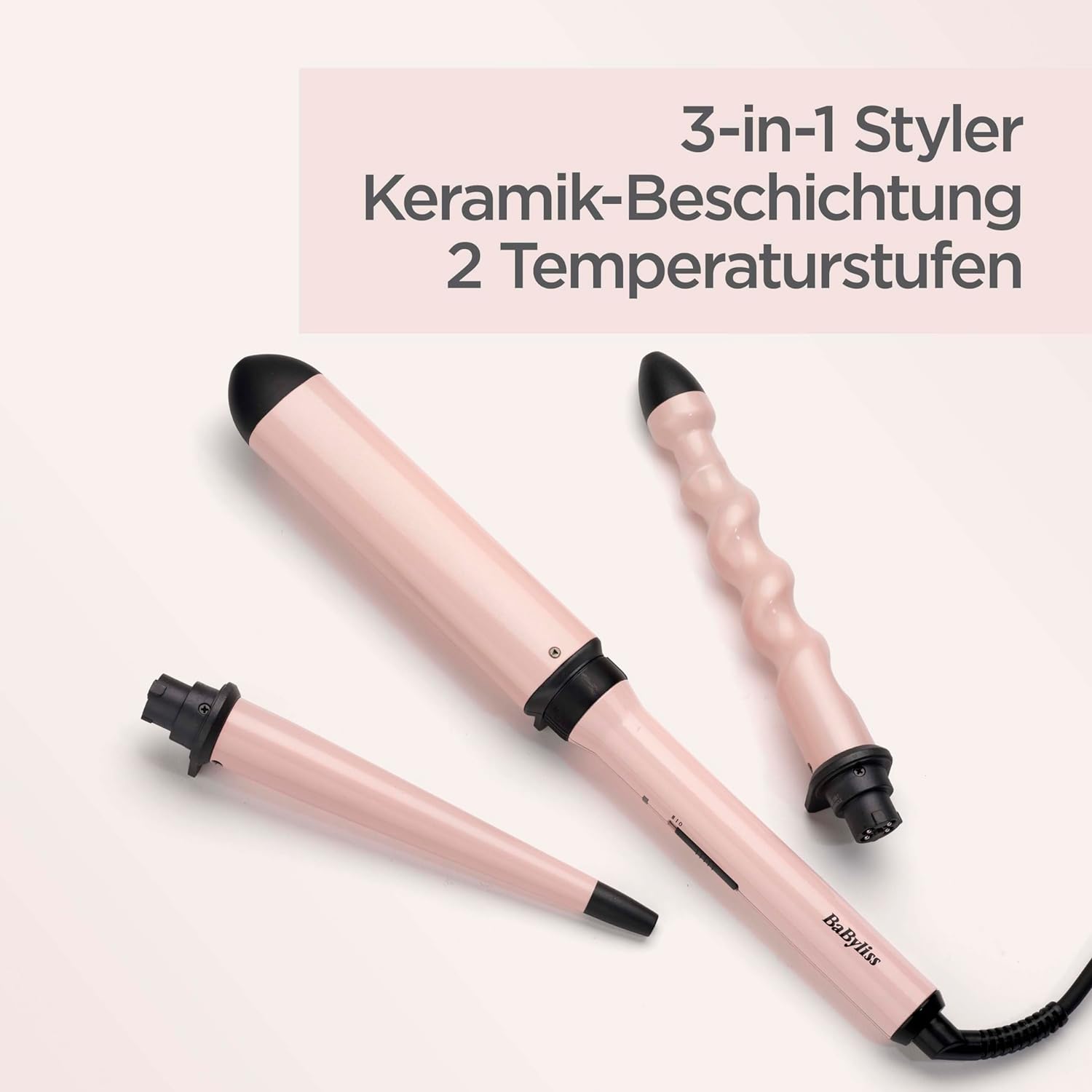 Babyliss MS750E Curl and Wave 3 Attachments 210 C