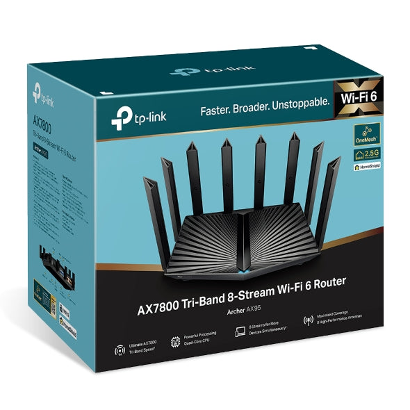 TP-Link Archer AX95 | AX7800 Tri-Band Wi-Fi 6 Router Black