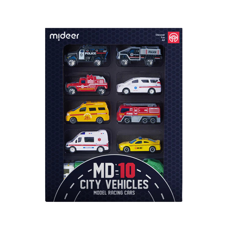 mideer Alloy Racing Cars - City Vehicles 10pcs