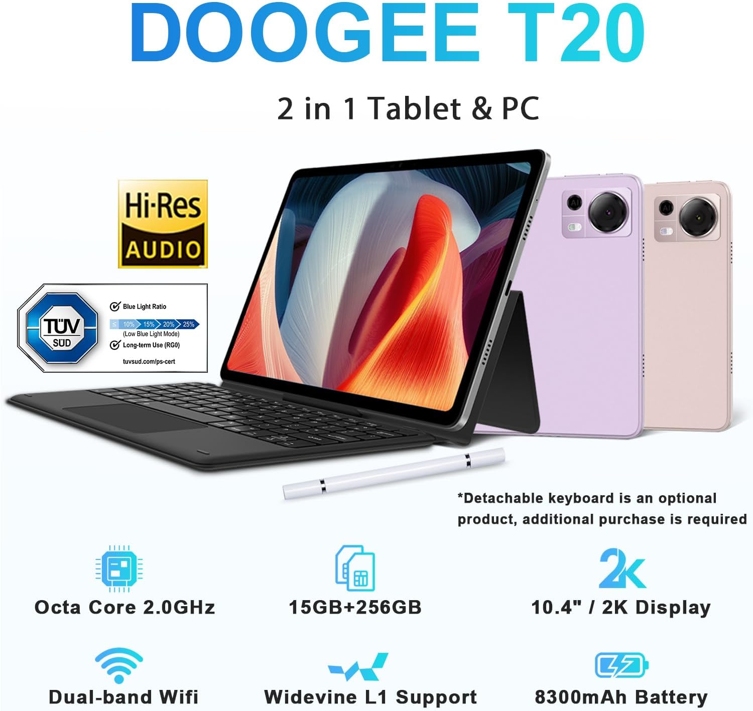 DOOGEE T20 256GB 4G DUAL SIM 8300mAh 10.4In Pink
