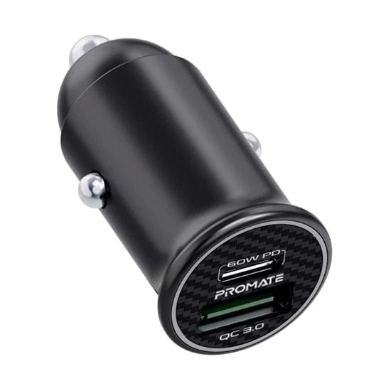 Promate Bullet-PD60 RapidCharge 60W Car Charger PD & QC 3.0