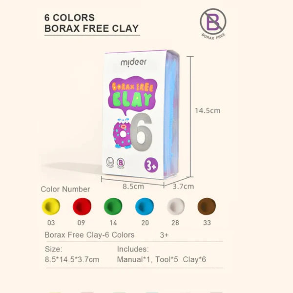 Mideer - Borax Free Clay: 6 Colors