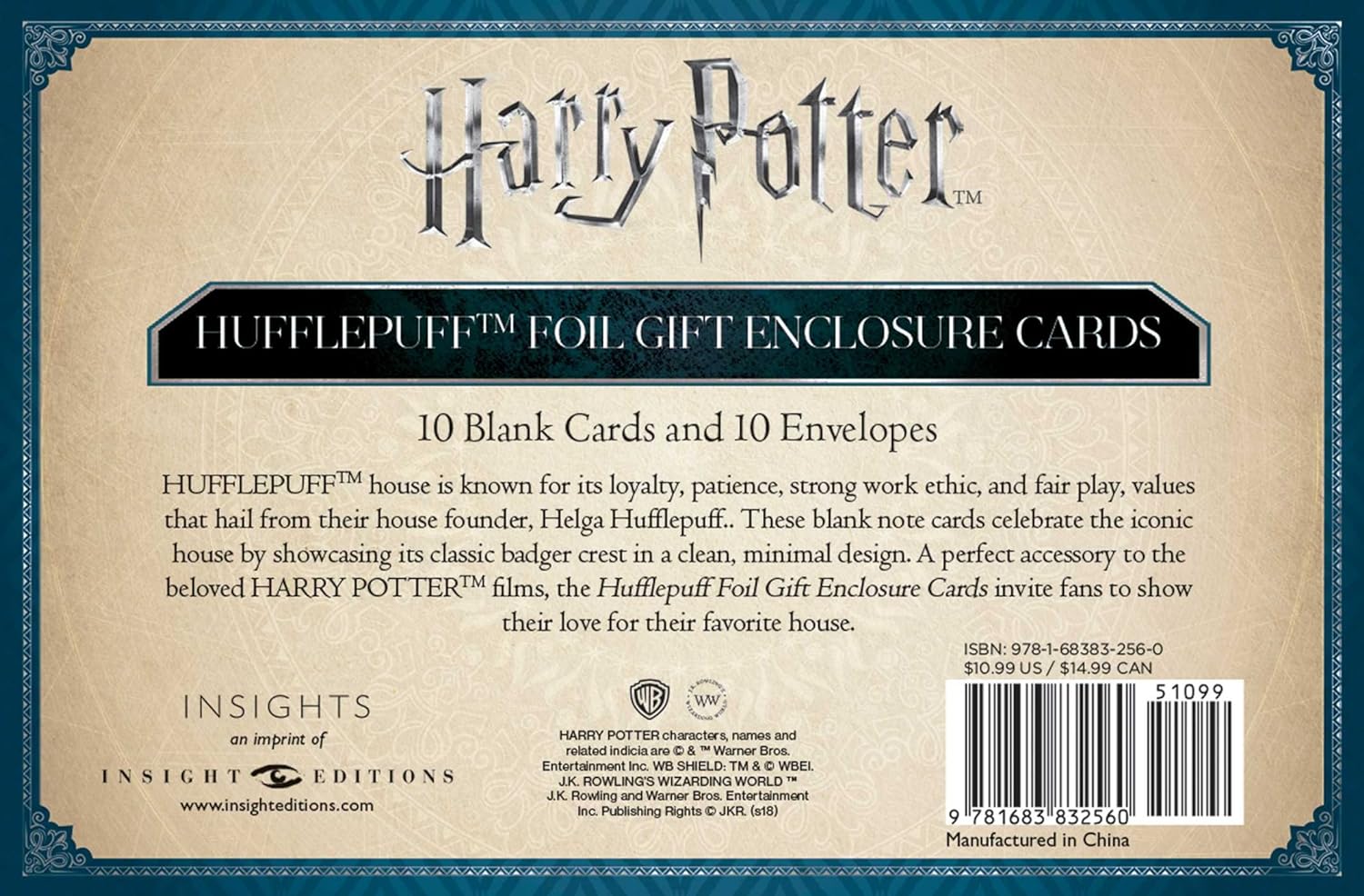 Harry Potter: Hufflepuff Crest Foil Gift Enclosure Cards