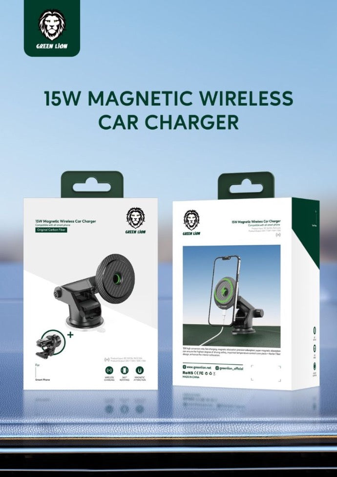 Green Lion Carbon Fiber Magnetic Wireless Car Charger 15W