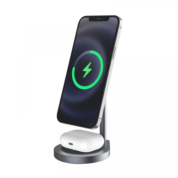 WiWU X25 Power Air 2 In 1 Wireless Charger Space Gray