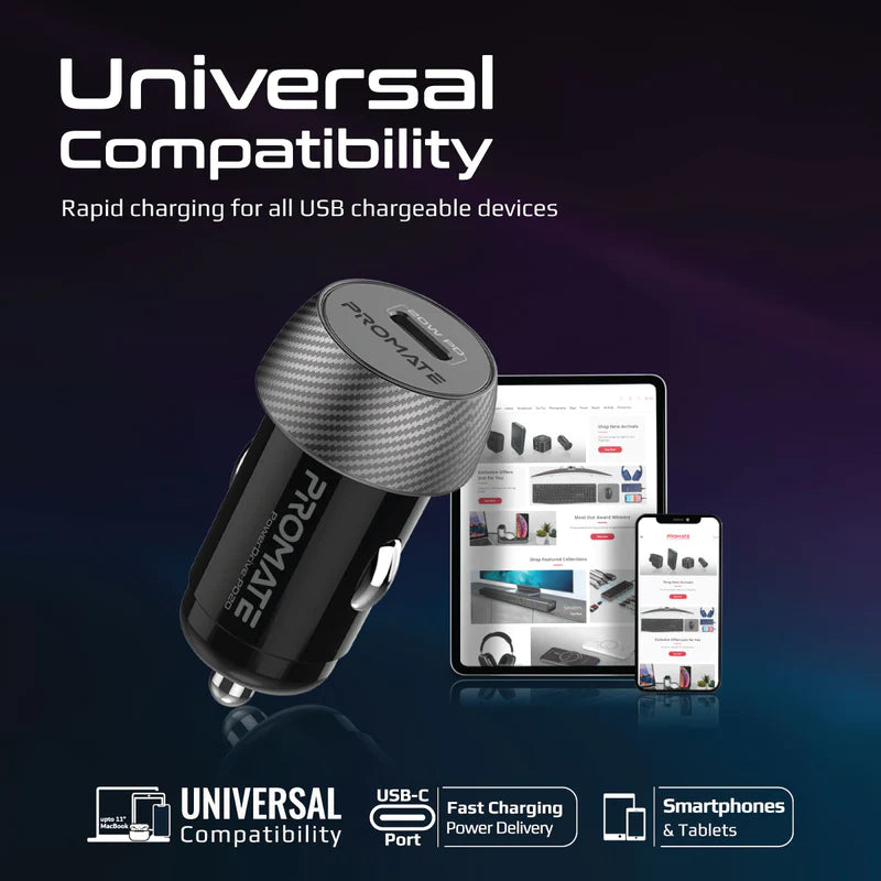 Promate PowerDrive-PD20 20W Mini Car Charger with PD