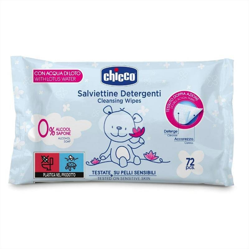 Chicco Cleansing Wipes Without Flip Cover - 72 Pieces