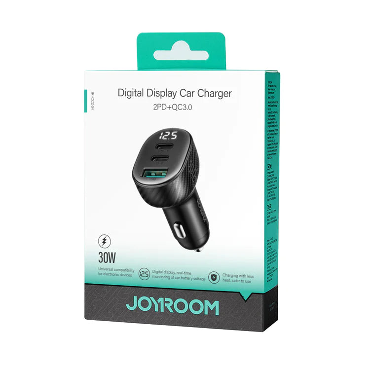 Joyroom JR-CCD04 30W 2PD+1QC Digital Display Car Charger