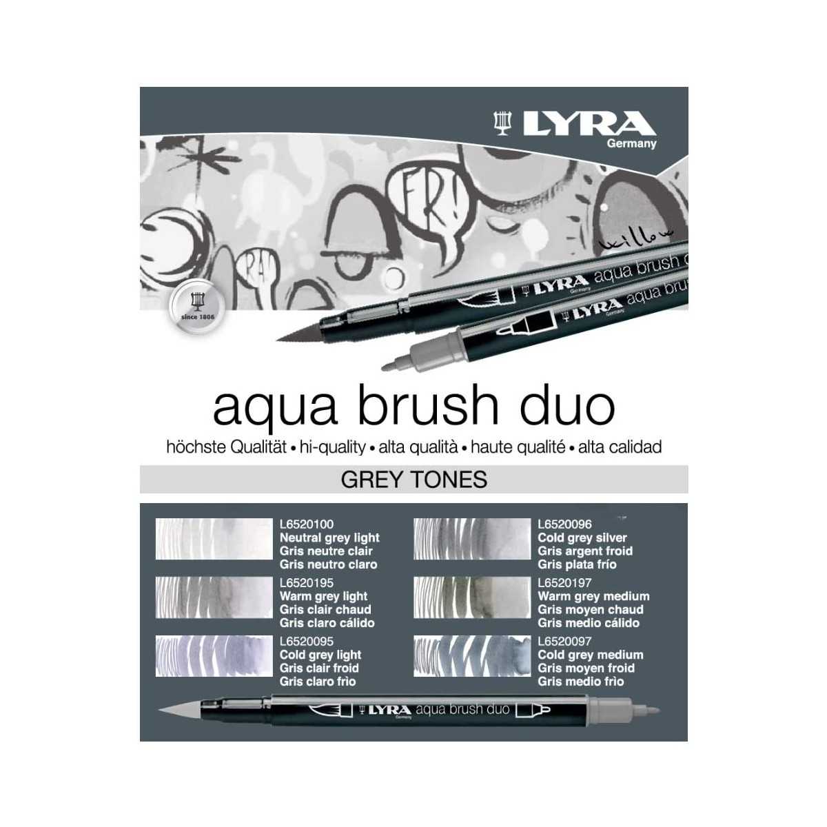 Lyra Aquabrush Duo 6 Pcs Grey