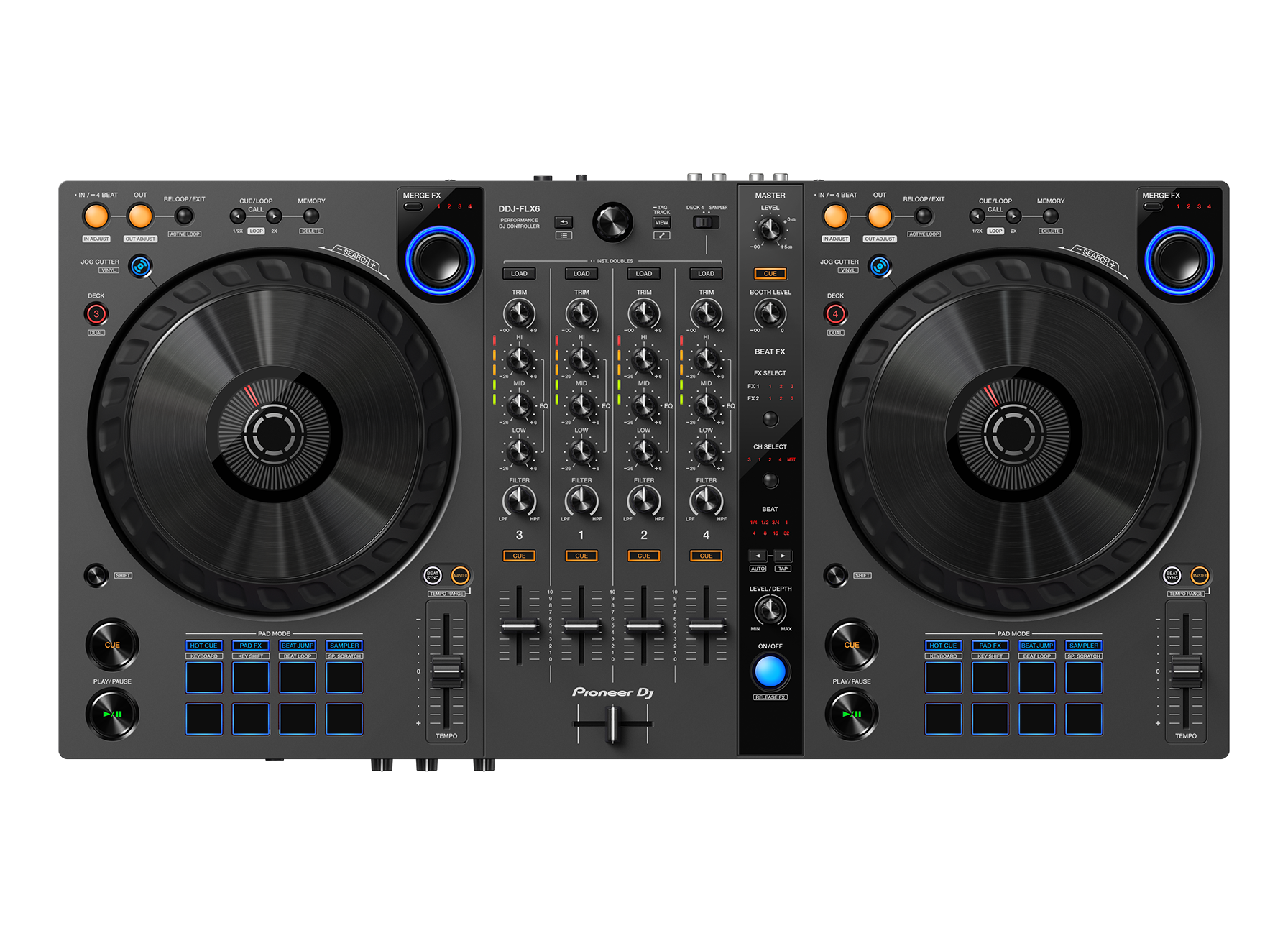 Pioneer 4 channel DJ controller for multiple DJ applications