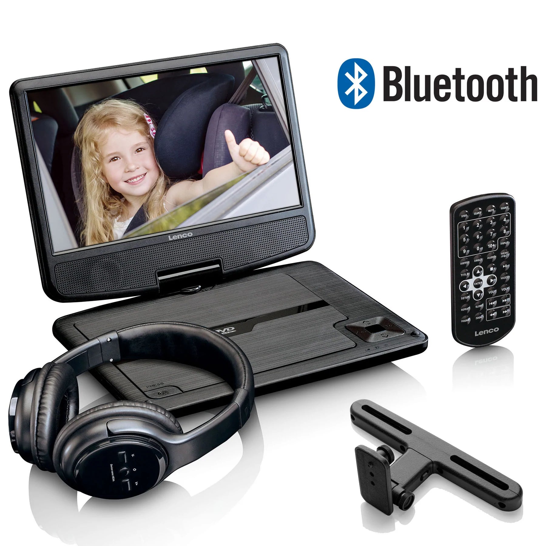 LENCO 9-INCH Portable DVD Player With Bluetooth - Black