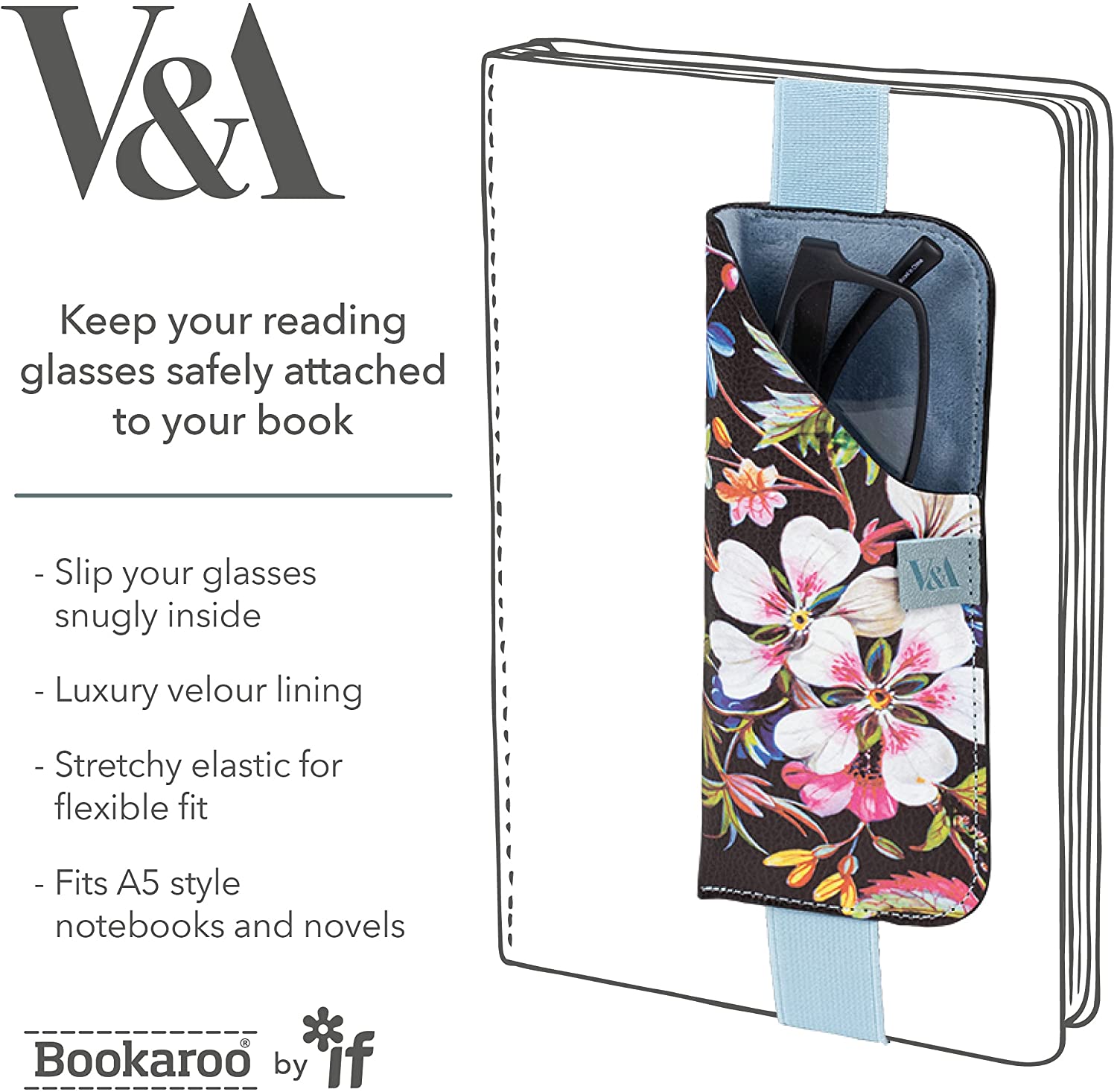 IF Company: V&A Bookaroo Glasses Case - Kilburn Black Floral