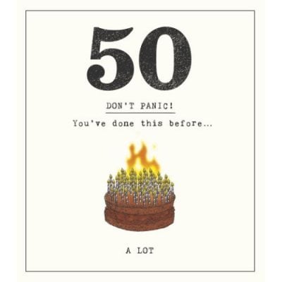 Pigment Cards 50 Don't Panic! Candles On Cake