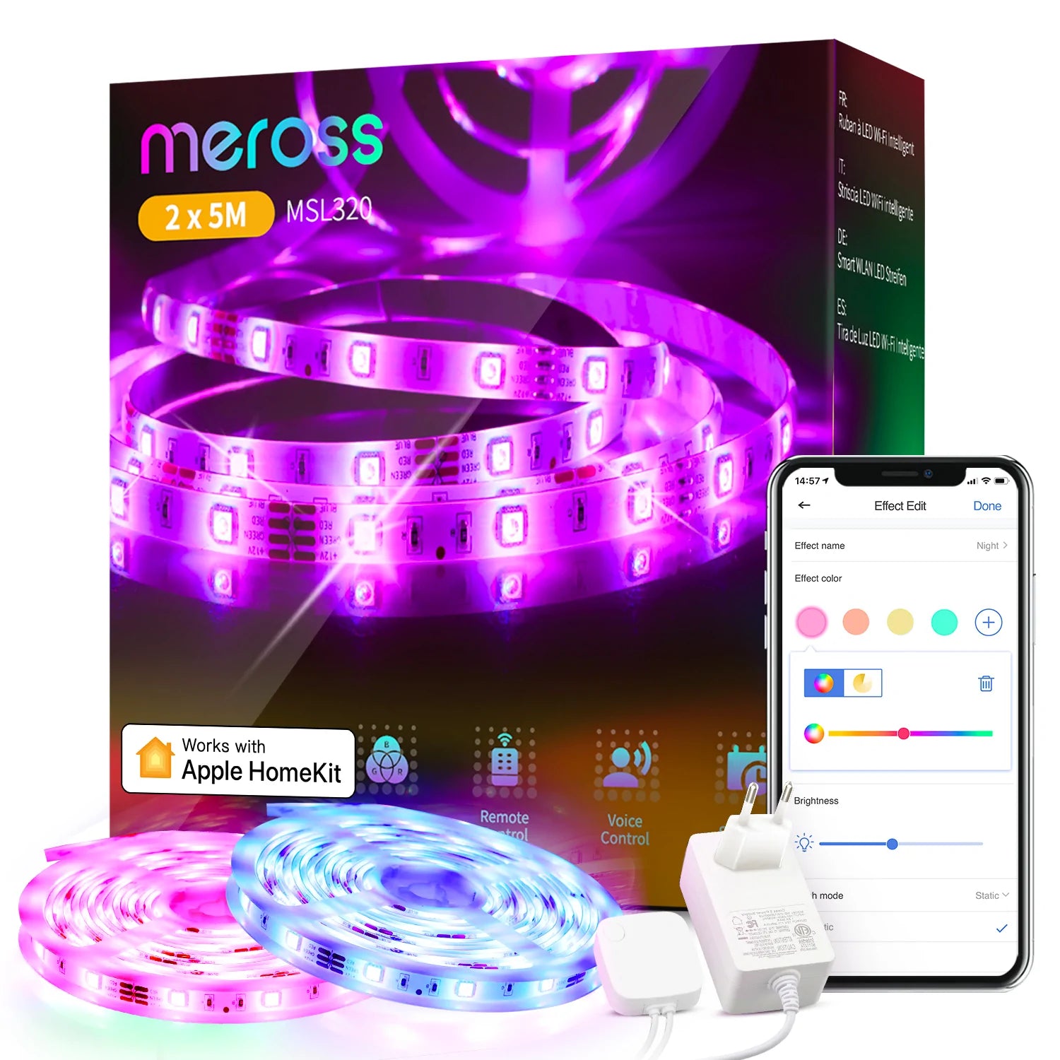 Meross Smart Wi-Fi LED Strip with RGB 2X5 meter