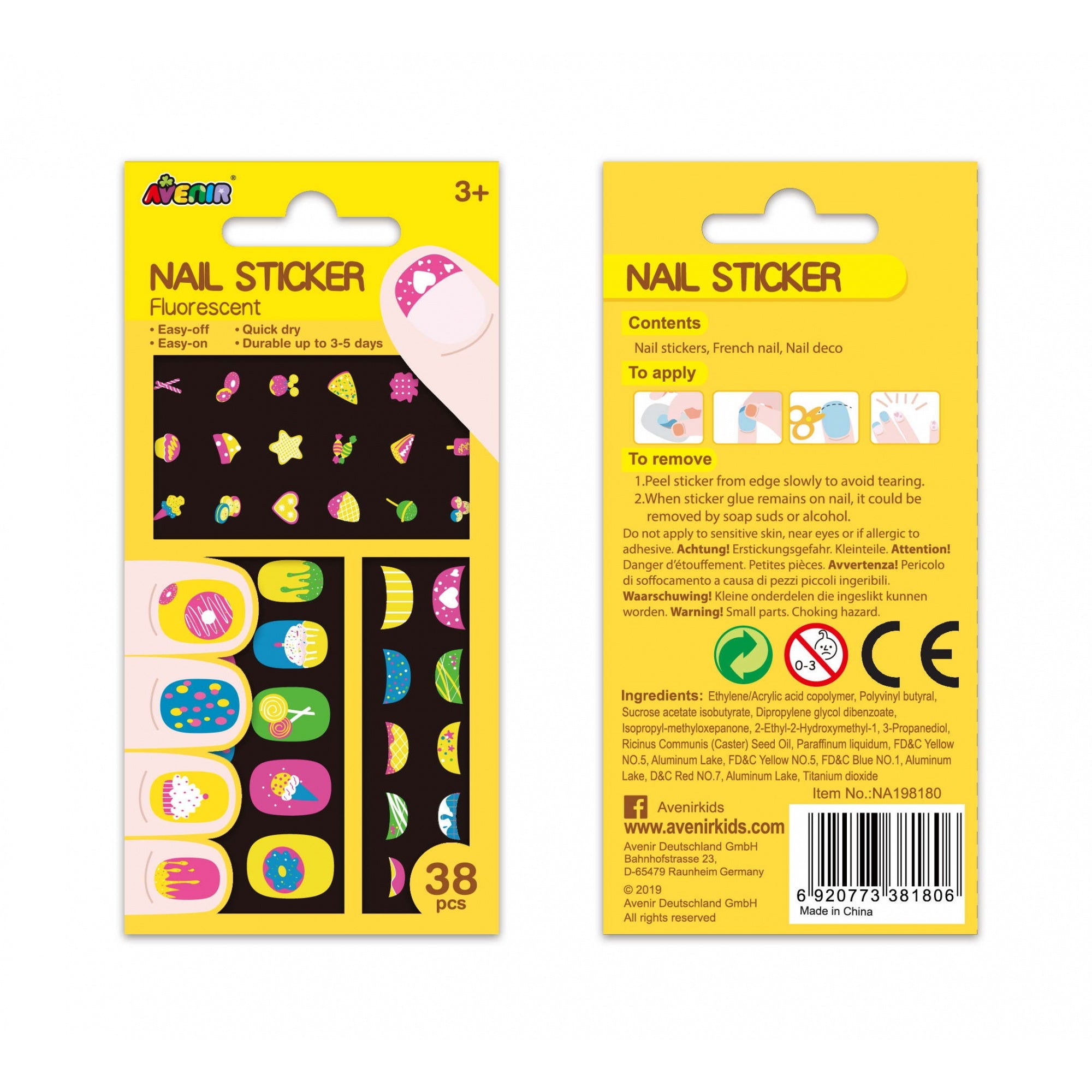 Avenir - Nail Sticker Fluorescent - Cookies