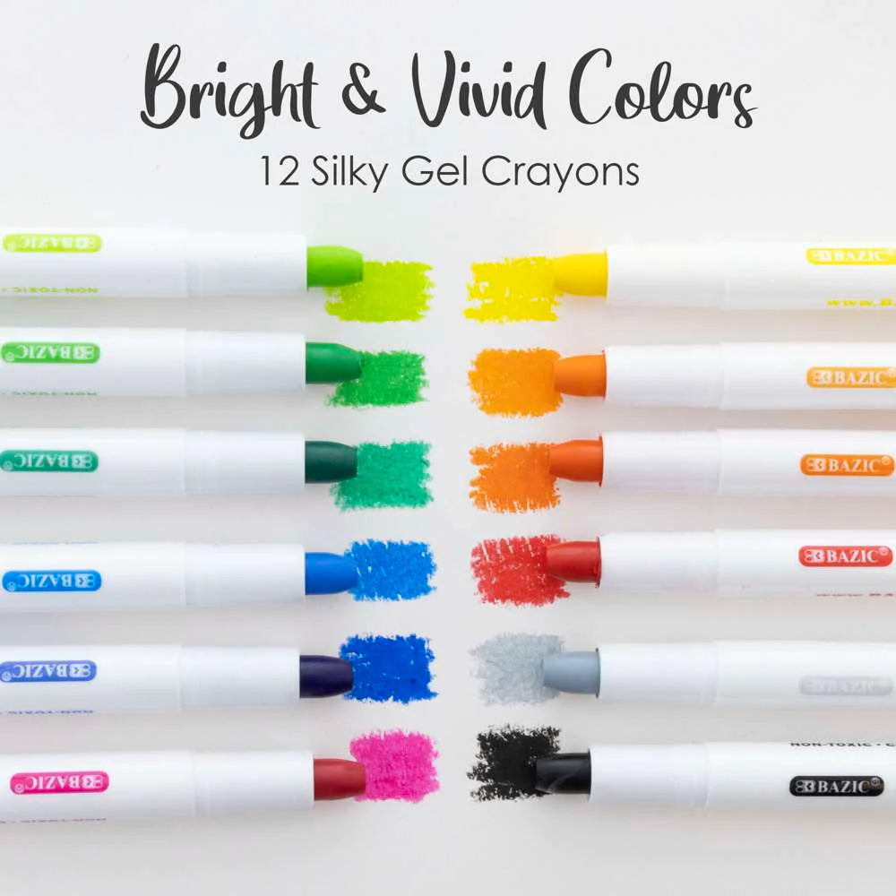 Bazic 12 Color Silky Gel Crayons