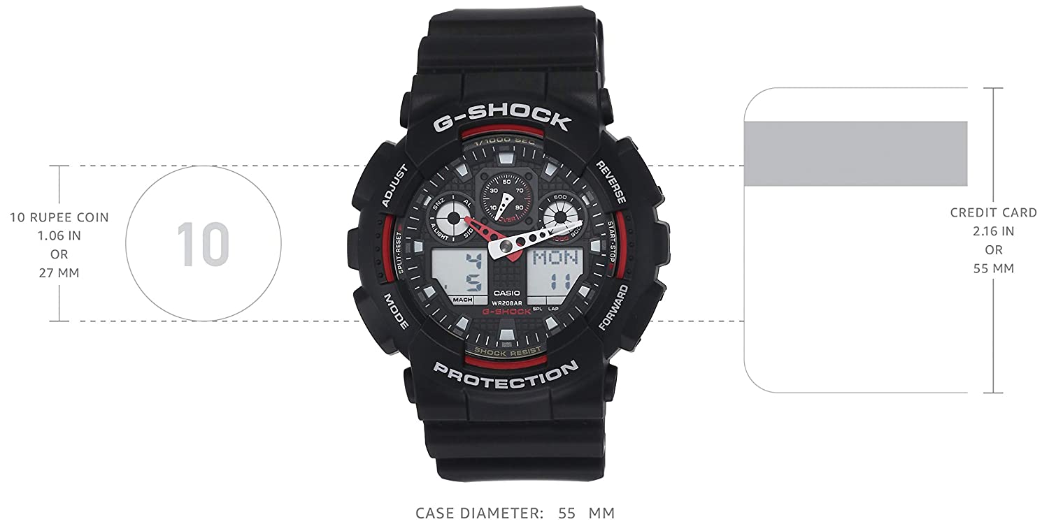 Casio Watch G SHOCK 100 Black and  Red