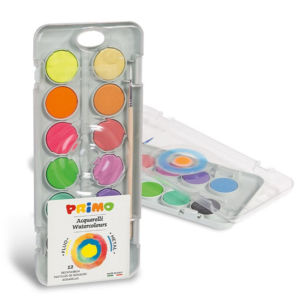 Primo Watercolor Tablets 8 Metallic & 4 Fluorescent Colors - DNA