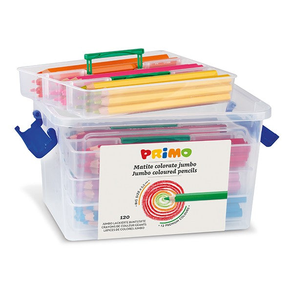 Primo Jumbo Colored Pencil Hexagonal Schoolbox, 120 Pieces