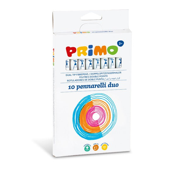 Primo Dual Fibre Tip Pens Carton box, 10 Colors - DNA