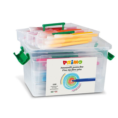 Primo Super Washable Fibre Fine Tip Pens Schoolbox, 120 Colors - DNA