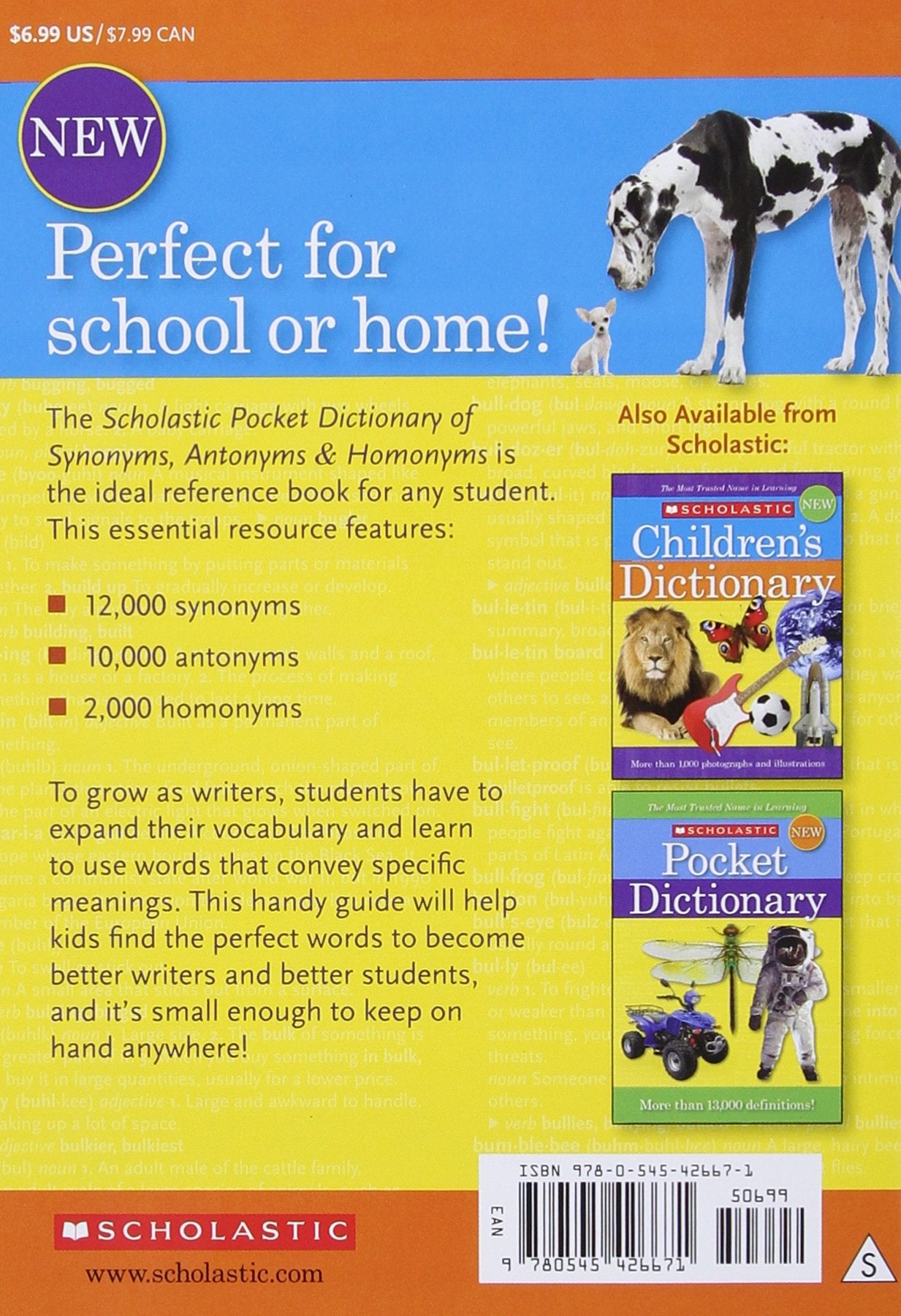 "Scholastic Pocket Dictionary of Synonyms, Antonyms, Homonyms"