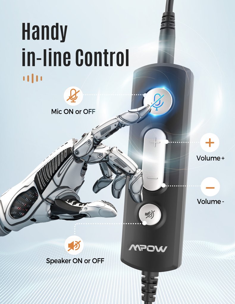 Mpow: HC6 Pro USB Business Wired Headset with Microphones